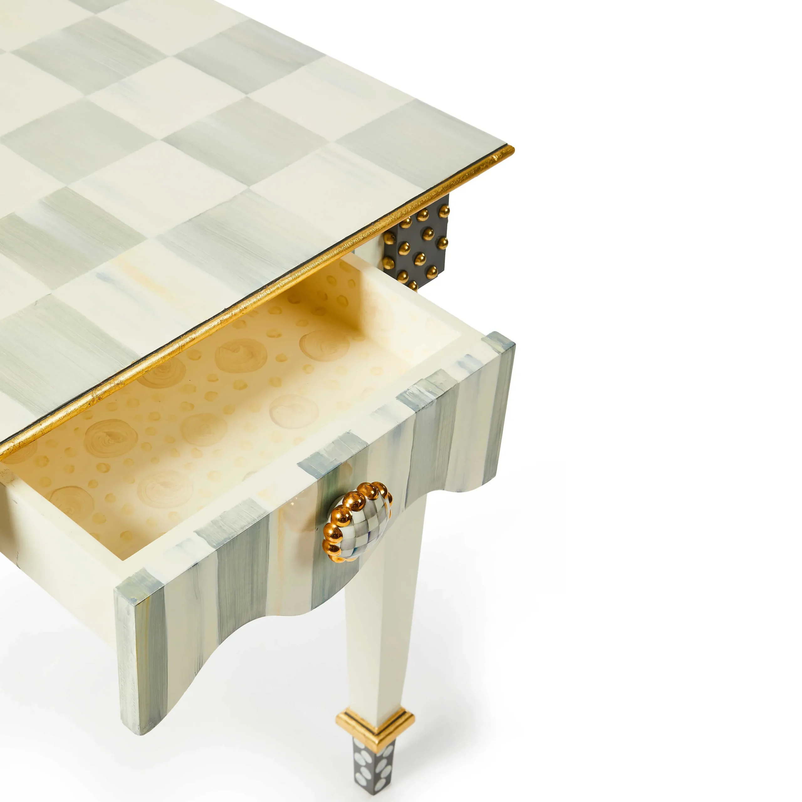 MacKenzie-Childs Living Room<Sterling Check  Stripe Side Table