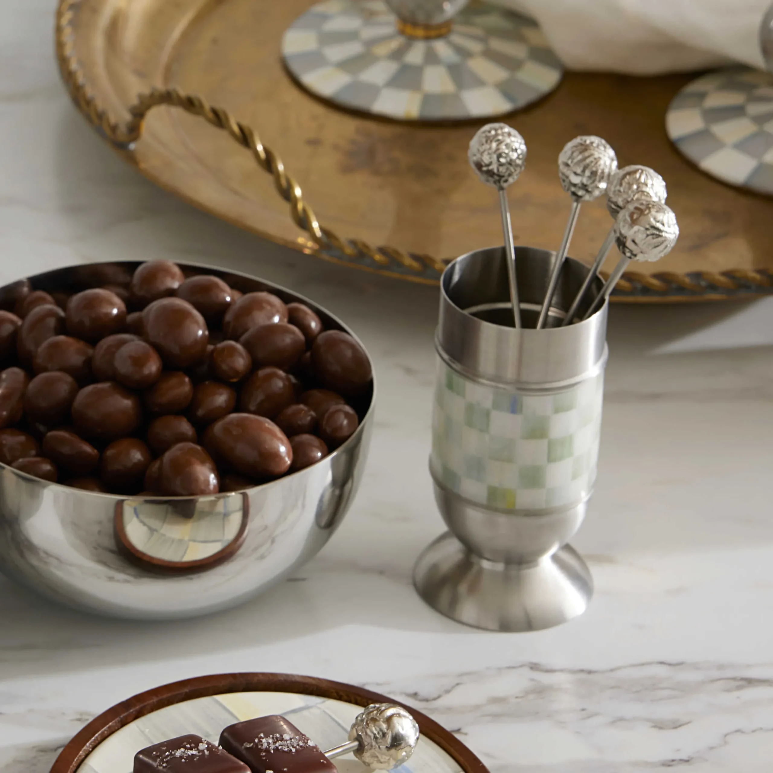 MacKenzie-Childs Fall Entertaining|Serveware<Sterling Check Supper Club Pick Set