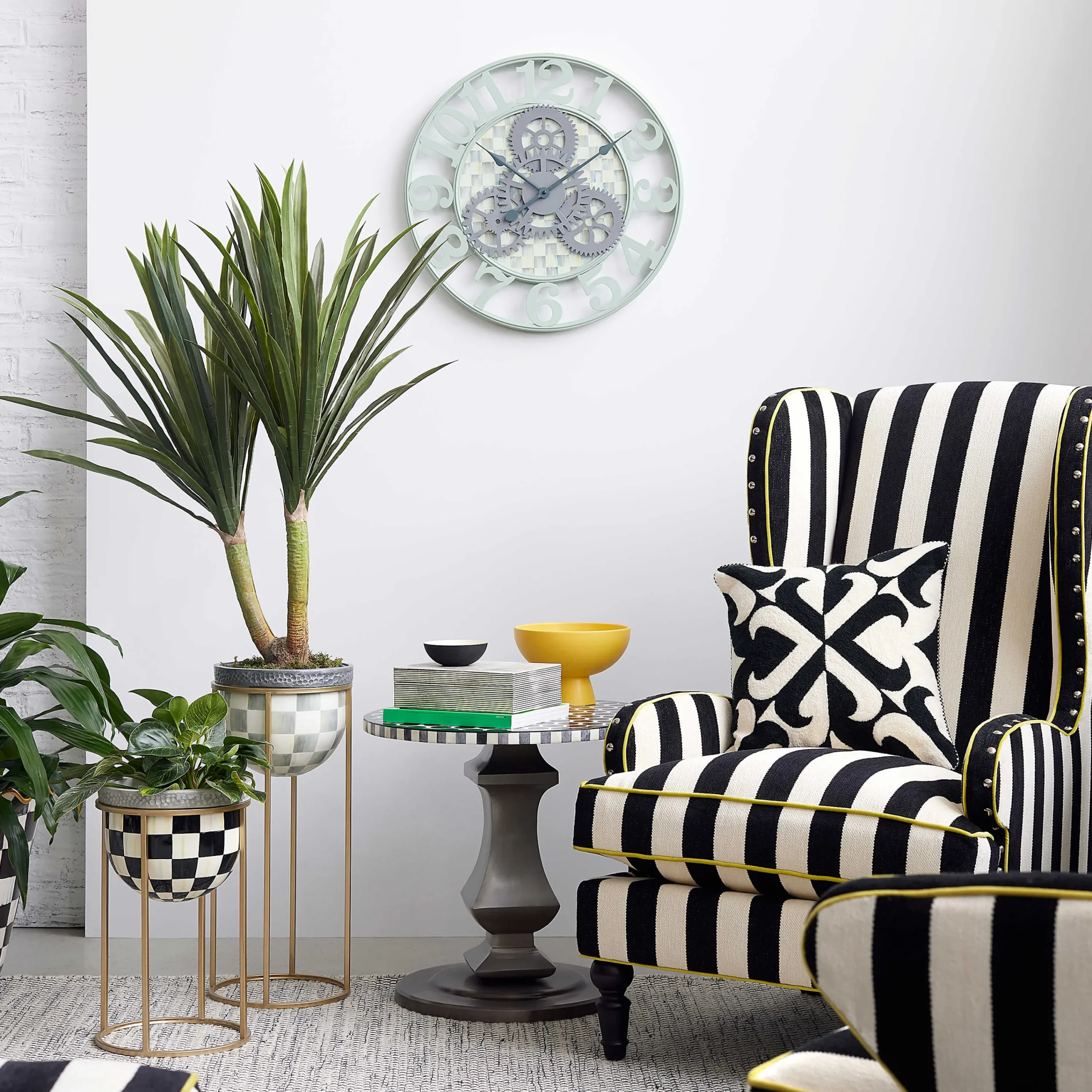 MacKenzie-Childs Outdoor|Room Accents<Sterling Check Tall Plant Stand
