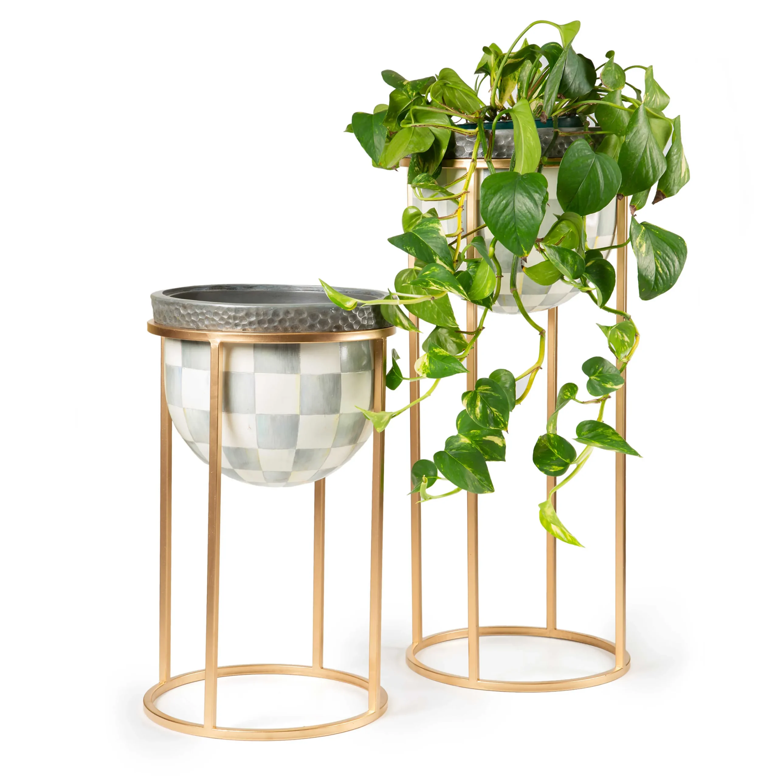 MacKenzie-Childs Outdoor|Room Accents<Sterling Check Tall Plant Stand