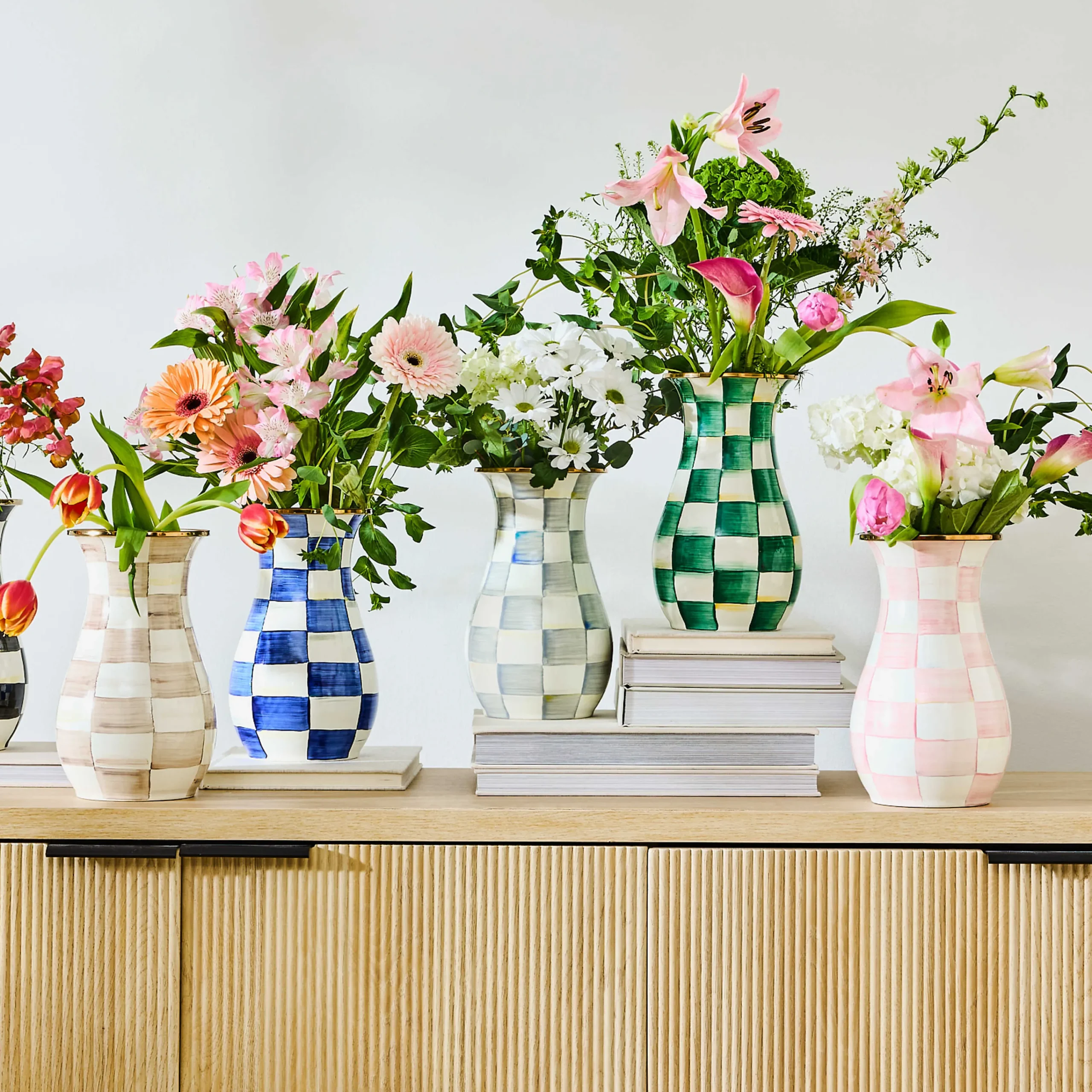 MacKenzie-Childs Greenery & Florals|Room Accents<Sterling Check Tall Vase