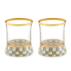 MacKenzie-Childs Kitchen & Dining Sets|Fall Entertaining<Sterling Check Tumbler Glass, Set of 2