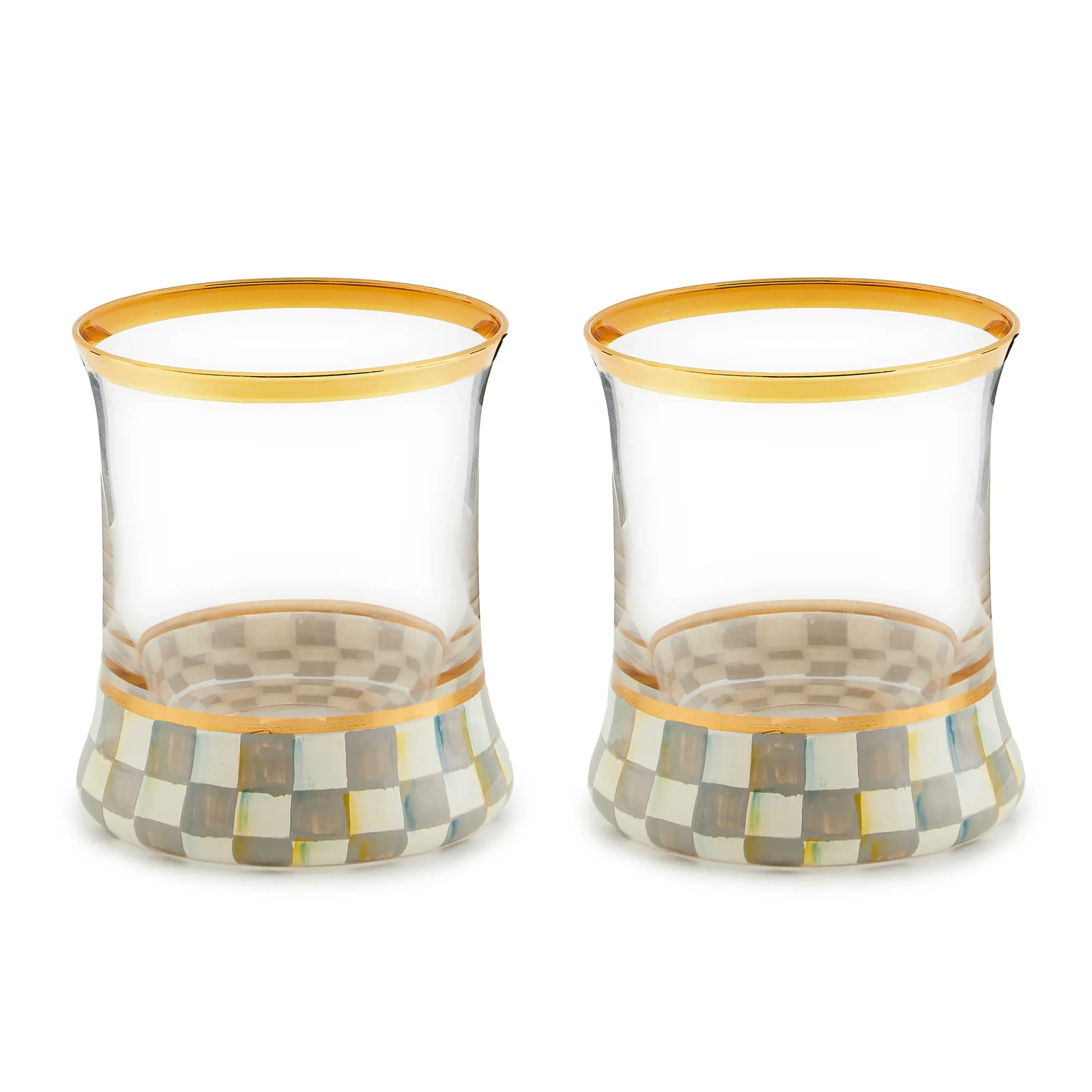 MacKenzie-Childs Kitchen & Dining Sets|Fall Entertaining<Sterling Check Tumbler Glass, Set of 2