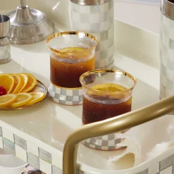 MacKenzie-Childs Kitchen & Dining Sets|Fall Entertaining<Sterling Check Tumbler Glass, Set of 2