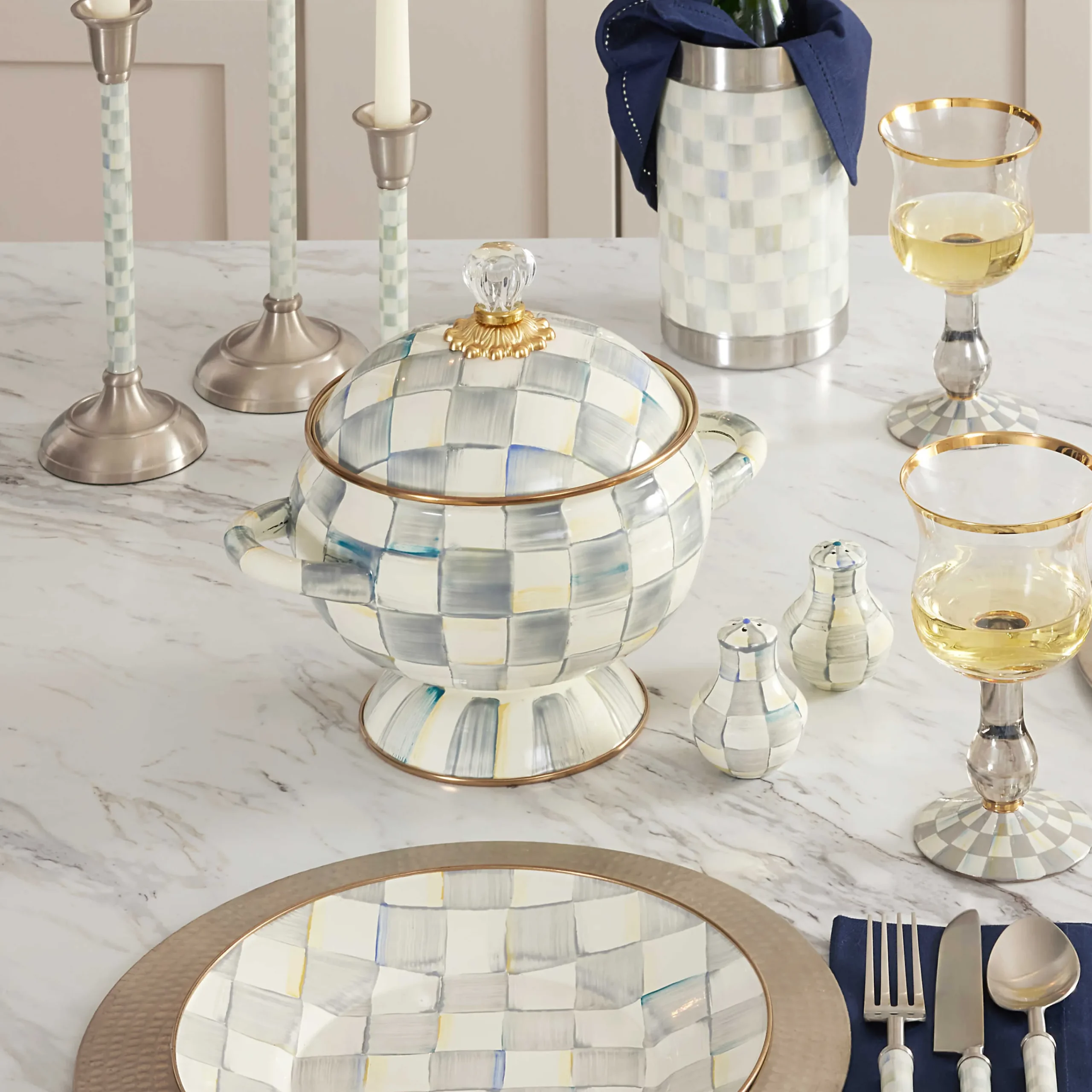 MacKenzie-Childs Fall Entertaining|Serveware<Sterling Check Tureen
