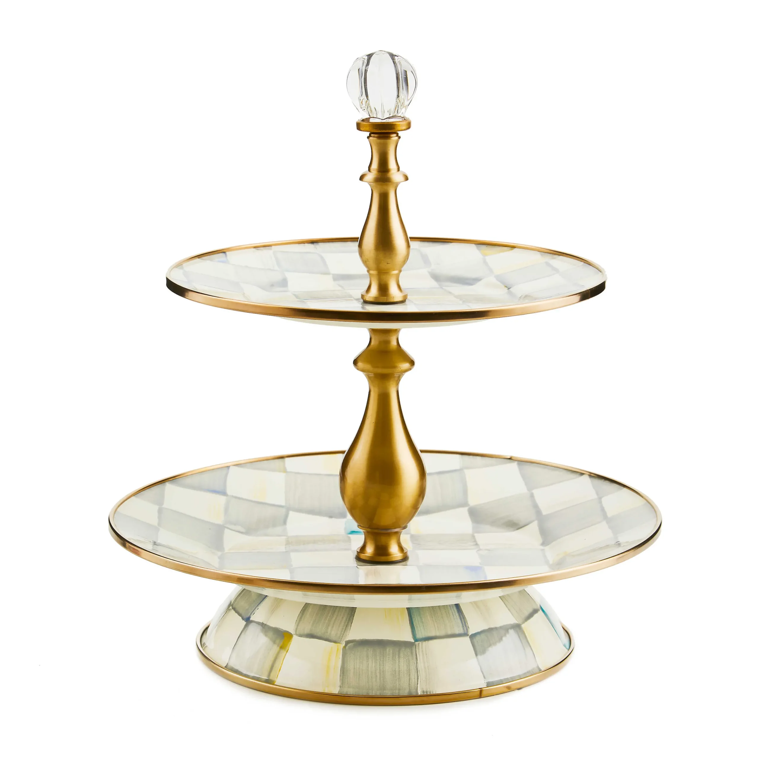MacKenzie-Childs Fall Entertaining|Serveware<Sterling Check Two Tier Sweet Stand