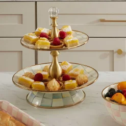 MacKenzie-Childs Fall Entertaining|Serveware<Sterling Check Two Tier Sweet Stand