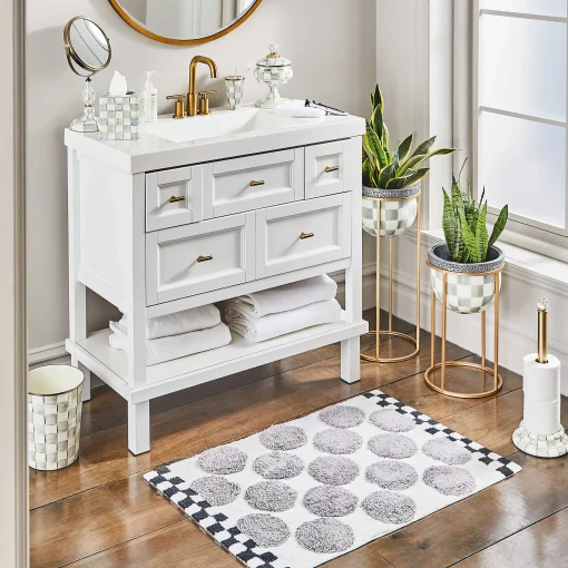 MacKenzie-Childs Bath & Bath Accessories|Room Accents<Sterling Check Waste Bin