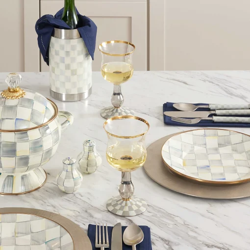 MacKenzie-Childs Fall Entertaining|Drinkware<Sterling Check Wine Glass