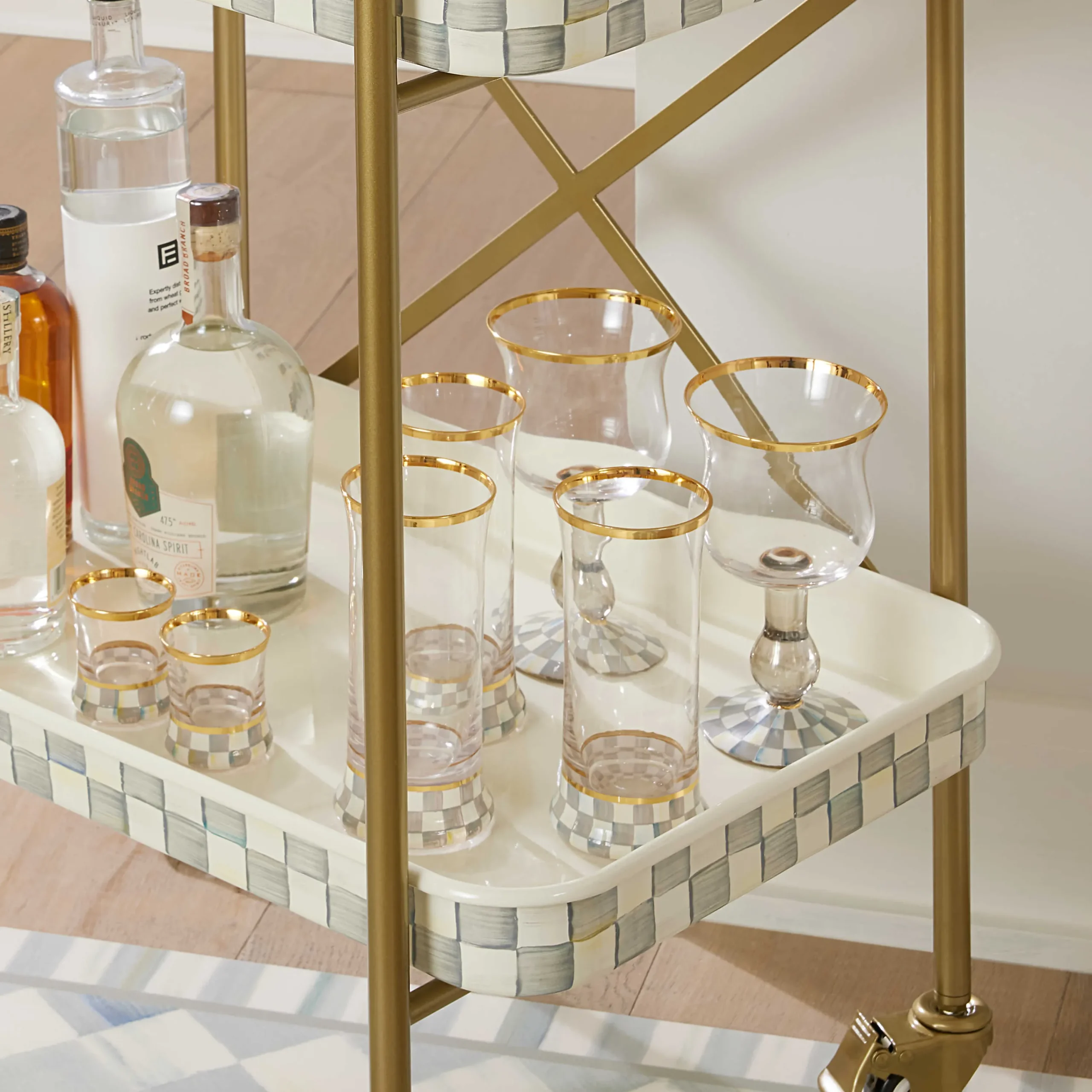 MacKenzie-Childs Fall Entertaining|Drinkware<Sterling Check Wine Glass