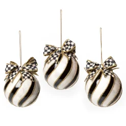 MacKenzie-Childs Holiday<Striped Swirl Capiz Ornaments, Set of 3