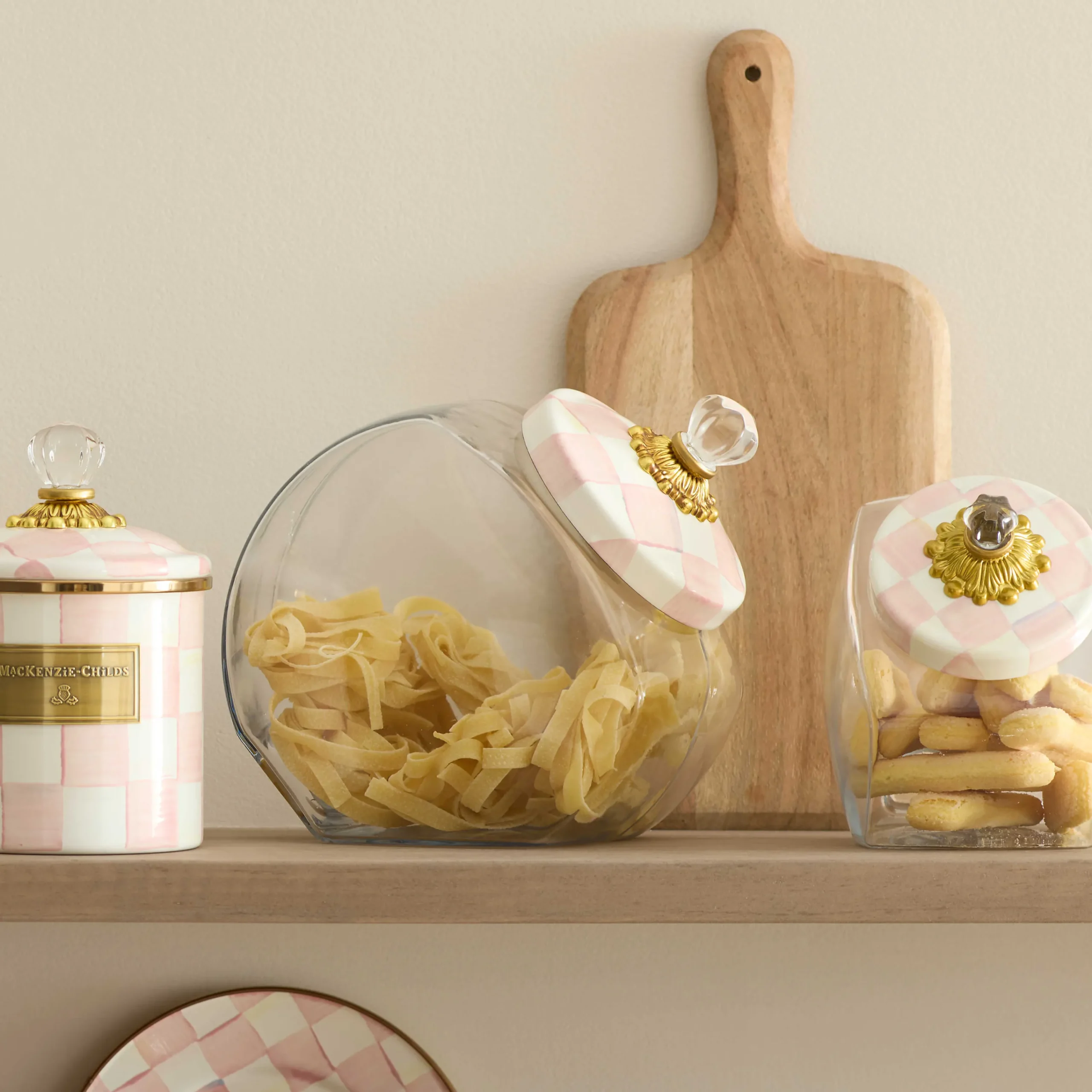 MacKenzie-Childs Spring|Kitchen Storage & Organization<Sweets Jar with Rosy Check Enamel Lid