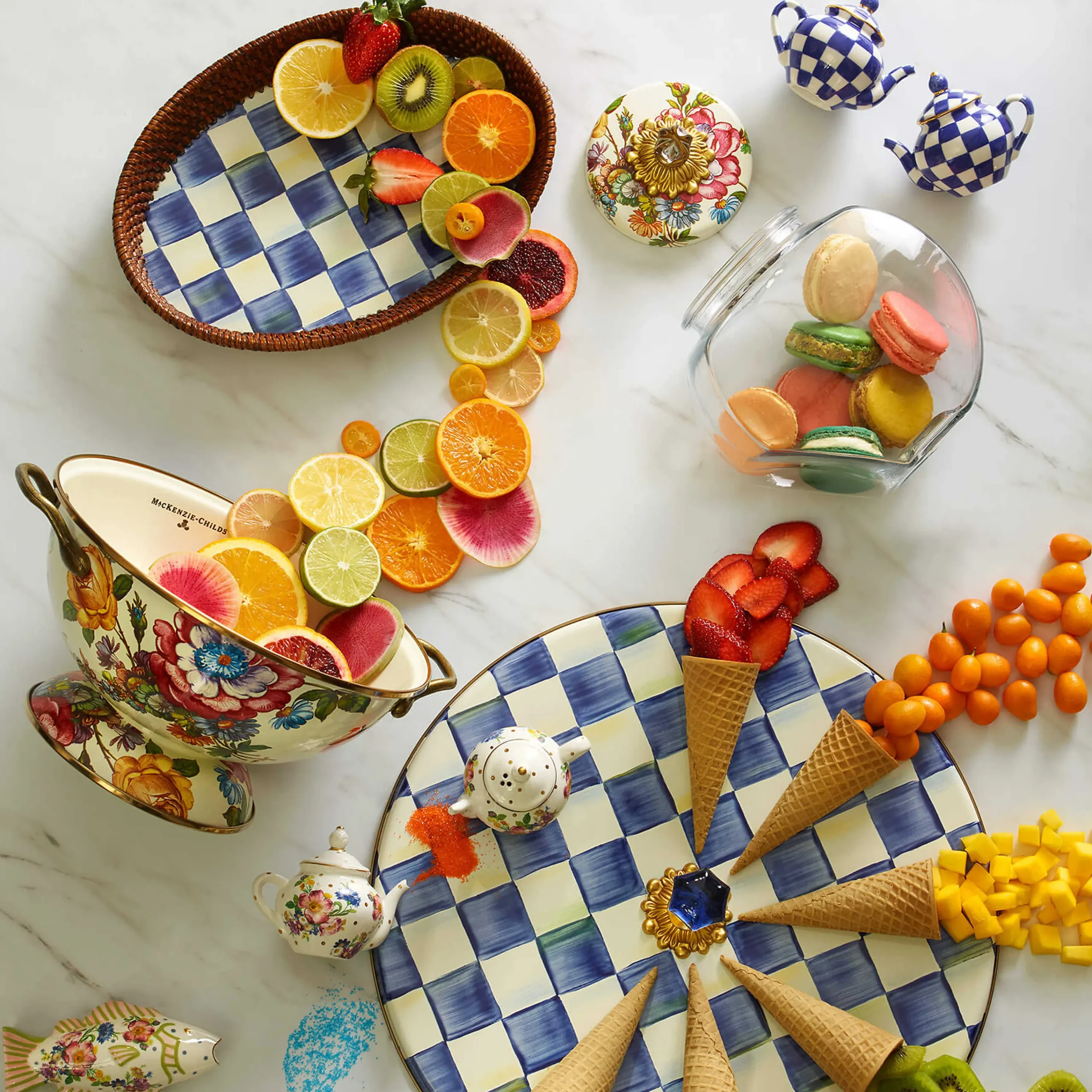 MacKenzie-Childs Kitchen Storage & Organization<Sweets Jar with White Flower Market Lid