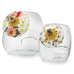 MacKenzie-Childs Kitchen Storage & Organization<Sweets Jar with Wildflowers Blue Lid