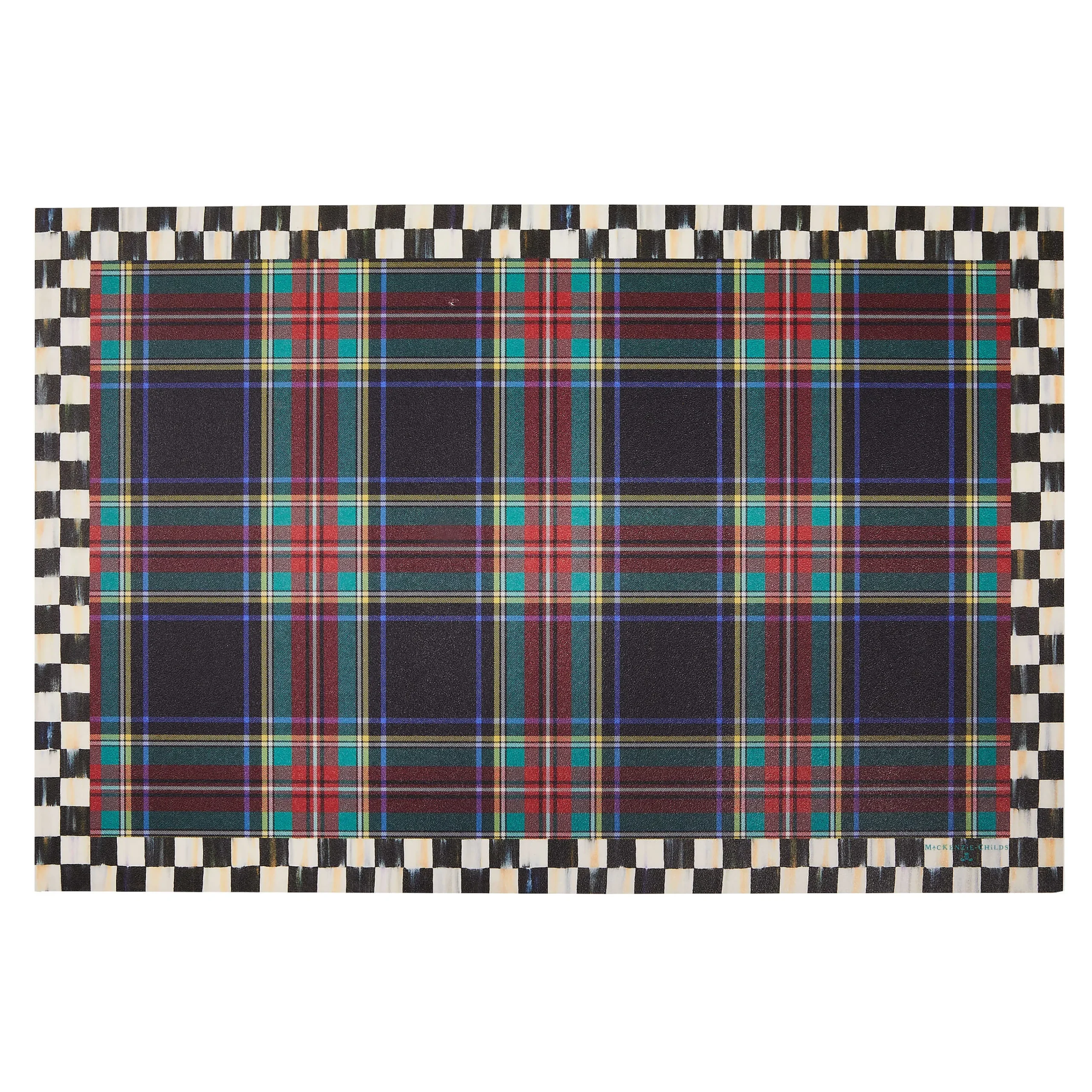 MacKenzie-Childs Rugs<Tartan Black 2' x 3' Floor Mat