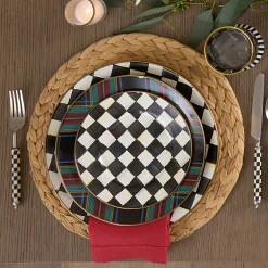 MacKenzie-Childs Dinnerware & Flatware<Tartan Black Dinner Plate