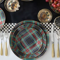 MacKenzie-Childs Dinnerware & Flatware<Tartan Black Dinner Plate