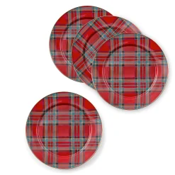 MacKenzie-Childs Holiday|Kitchen & Dining Sets<Tartastic Enamel Charger - Red, Set of 4