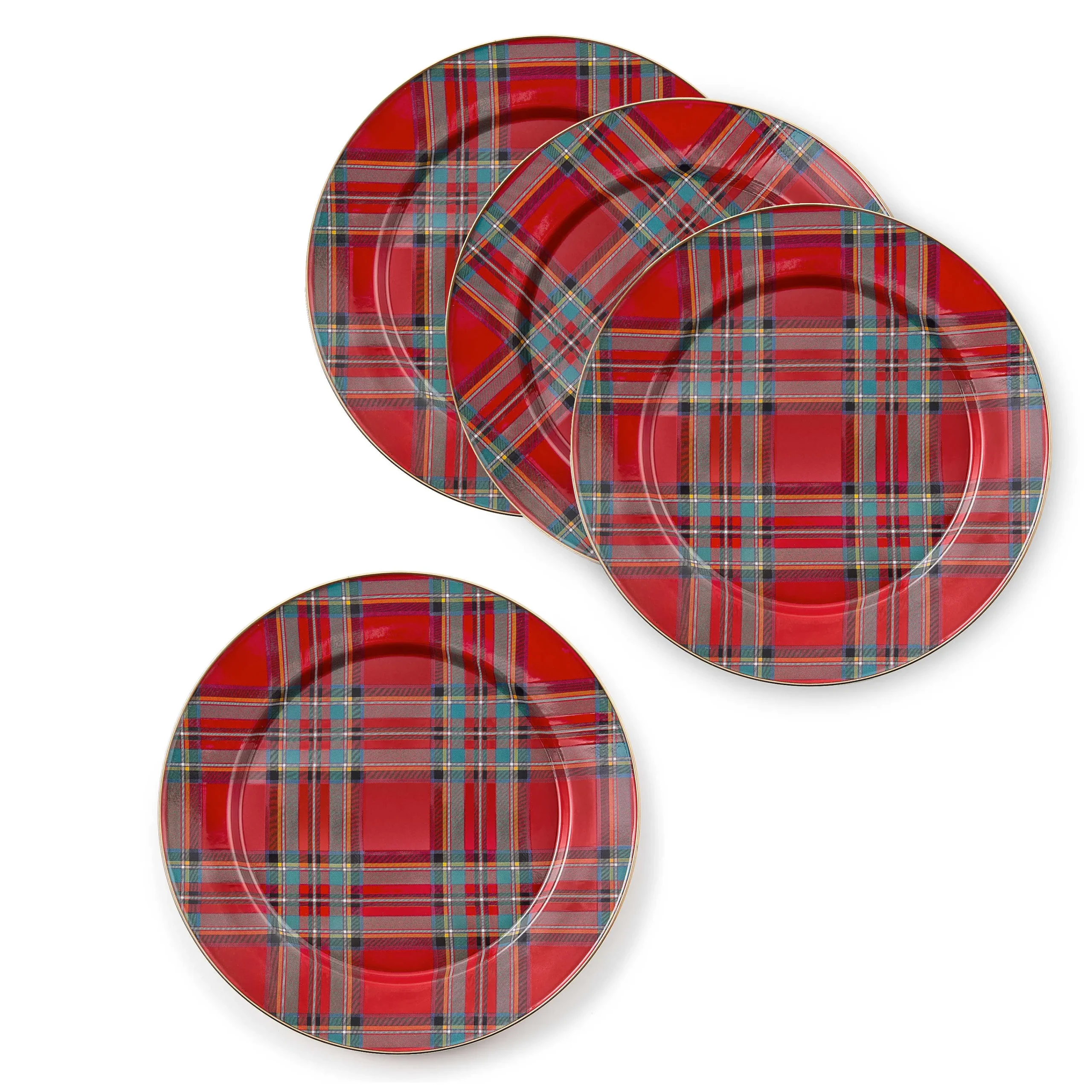 MacKenzie-Childs Holiday|Kitchen & Dining Sets<Tartastic Enamel Charger - Red, Set of 4
