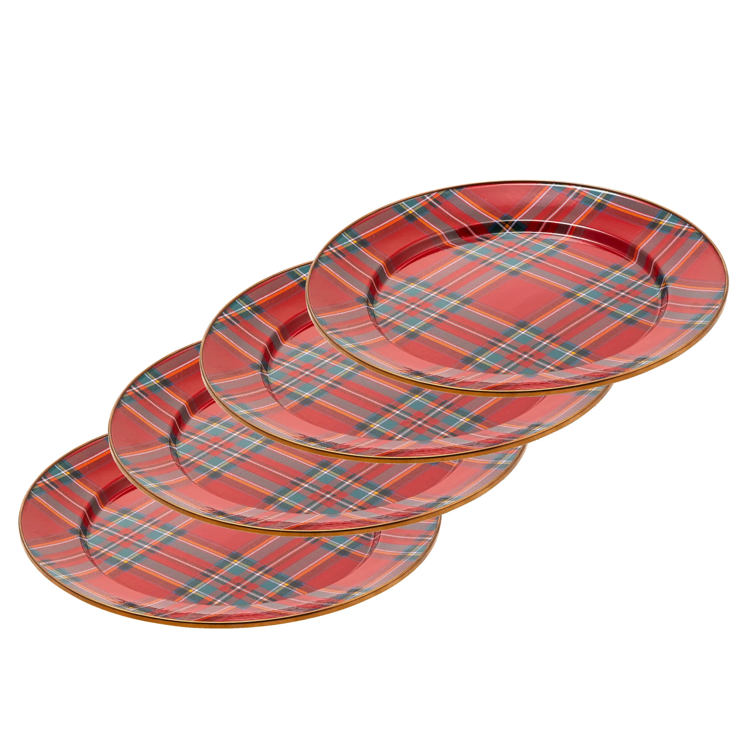 MacKenzie-Childs Holiday|Kitchen & Dining Sets<Tartastic Enamel Charger - Red, Set of 4