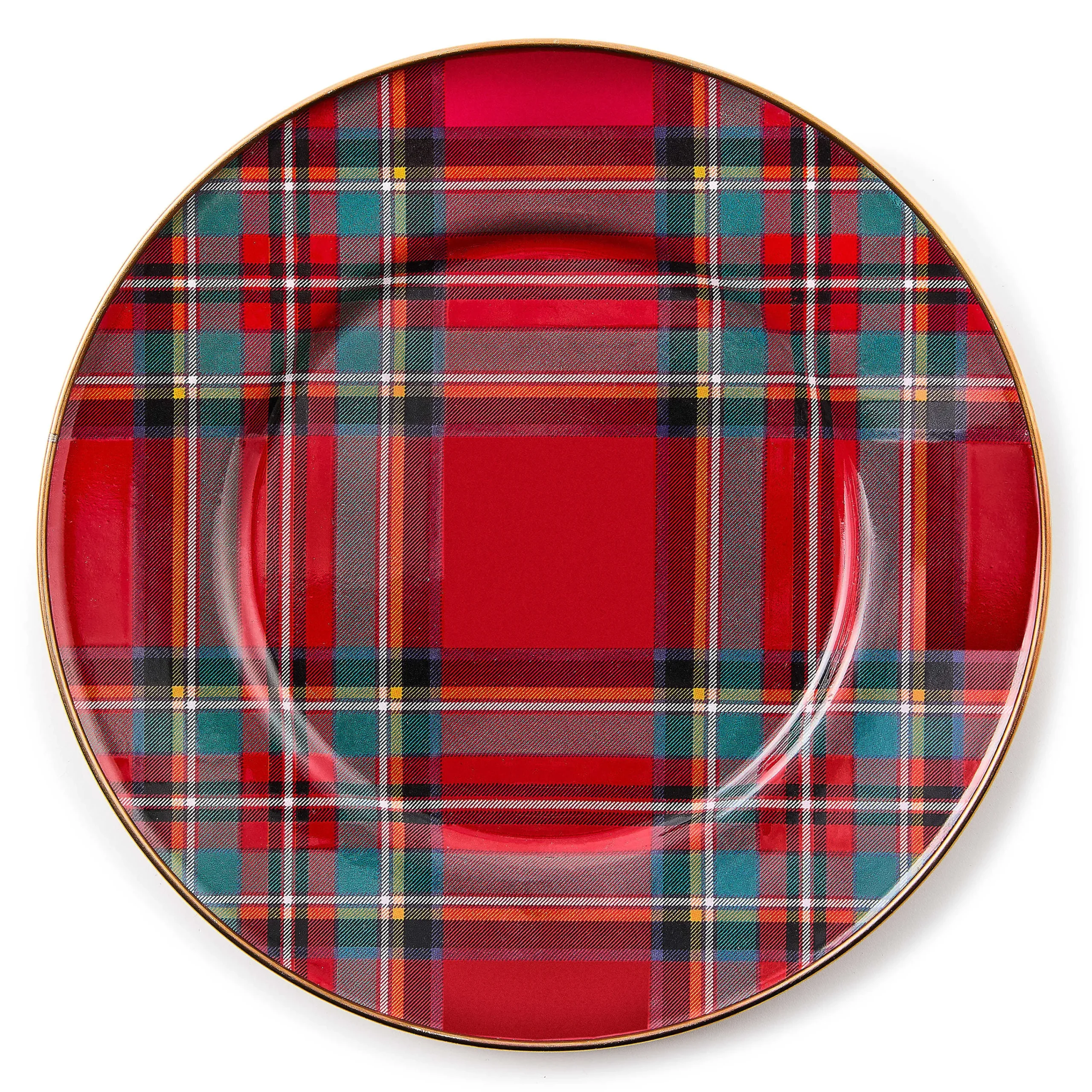 MacKenzie-Childs Holiday|Dinnerware & Flatware<Tartastic Enamel Dinner Plate - Red