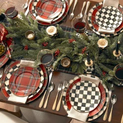 MacKenzie-Childs Holiday|Dinnerware & Flatware<Tartastic Enamel Dinner Plate - Red