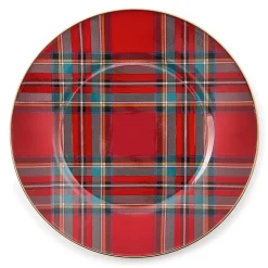 MacKenzie-Childs Holiday|Dinnerware & Flatware<Tartastic Enamel Salad/Dessert Plate - Red