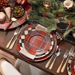 MacKenzie-Childs Holiday|Dinnerware & Flatware<Tartastic Enamel Salad/Dessert Plate - Red