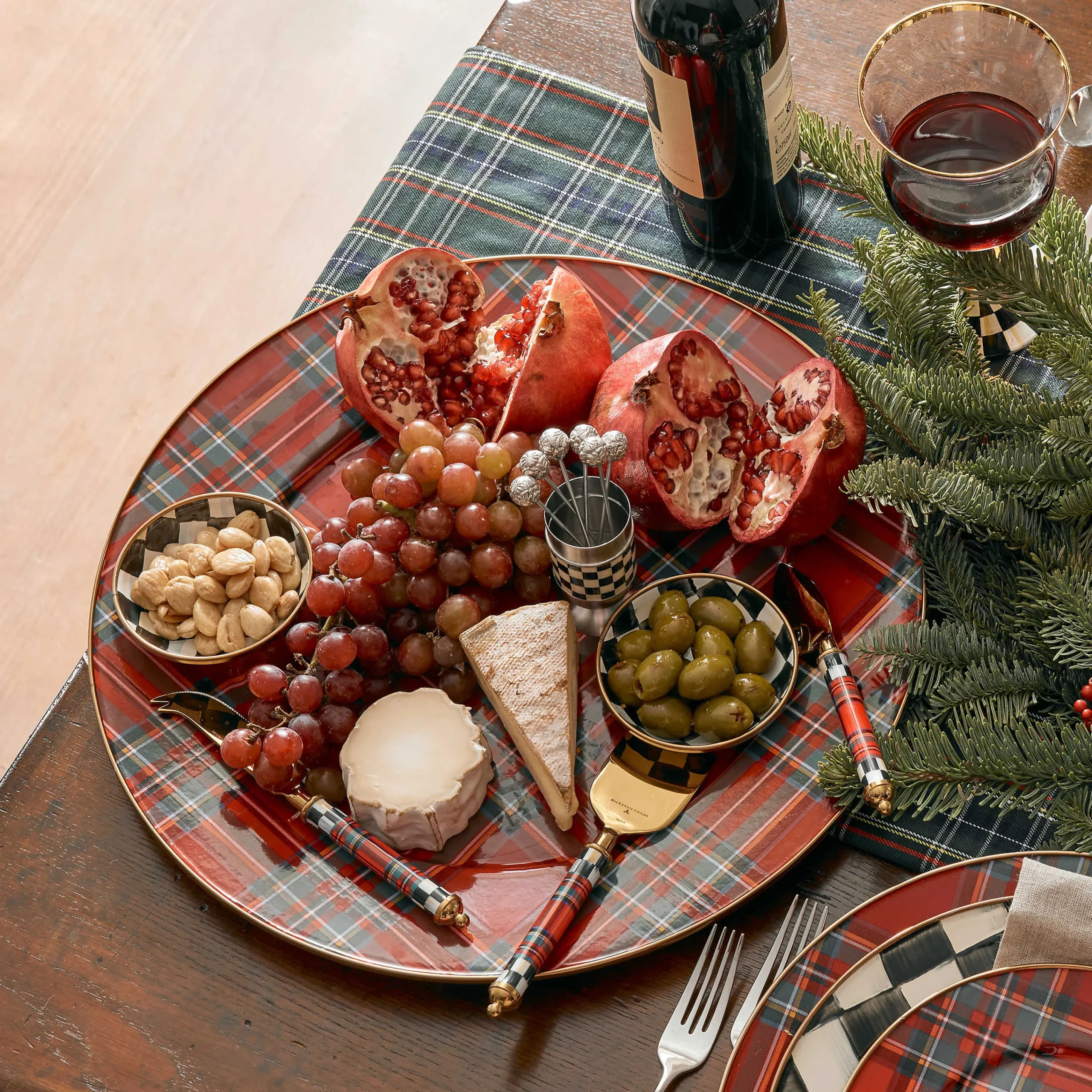 MacKenzie-Childs Holiday|Serveware<Tartastic Enamel Serving Platter - Red