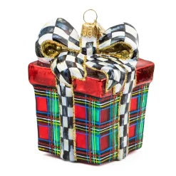 MacKenzie-Childs Holiday<Tartastic Gift Glass Ornament