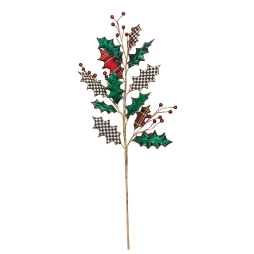 MacKenzie-Childs Holiday|Greenery & Florals<Tartastic Holly Spray Stem