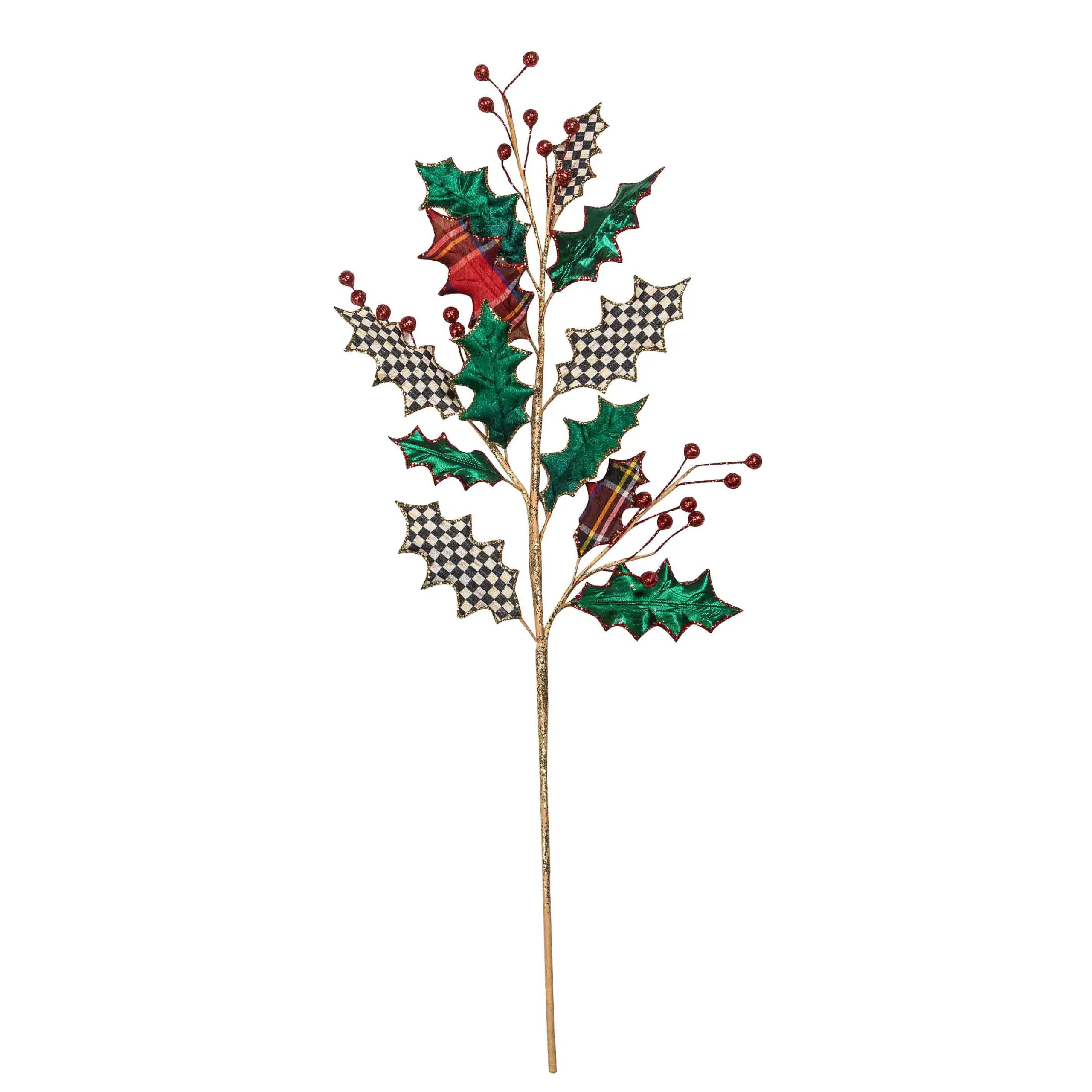 MacKenzie-Childs Holiday|Greenery & Florals<Tartastic Holly Spray Stem