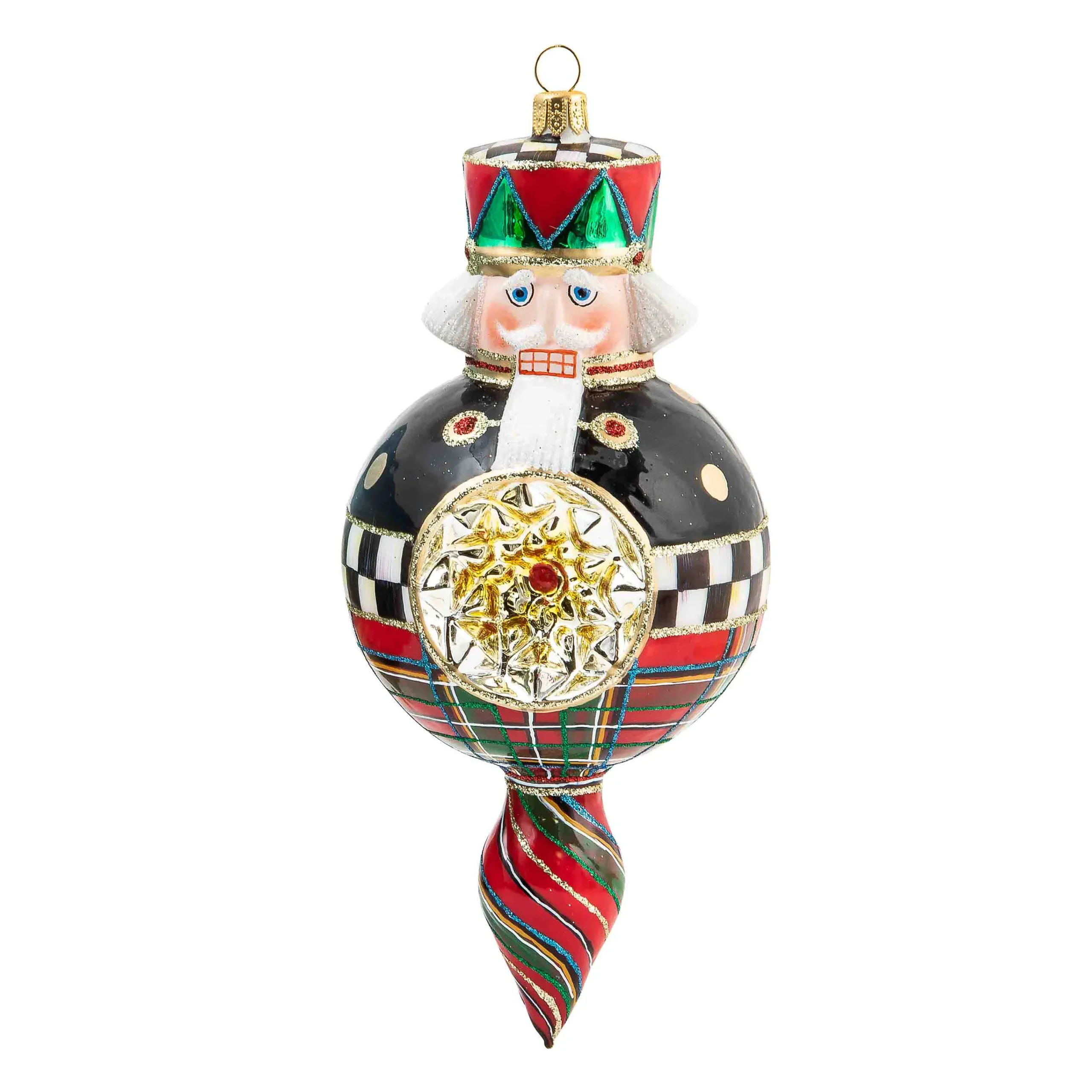 MacKenzie-Childs Holiday<Tartastic Nutcracker Glass Ornament