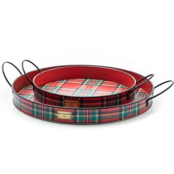 MacKenzie-Childs Holiday|Outdoor<Tartastic Serving Trays, Set of 2