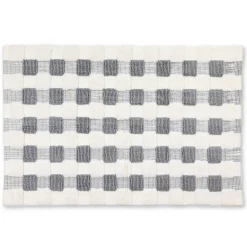 MacKenzie-Childs Bath & Bath Accessories|Rugs<Texture Check Sterling  White Basic Bath Rug
