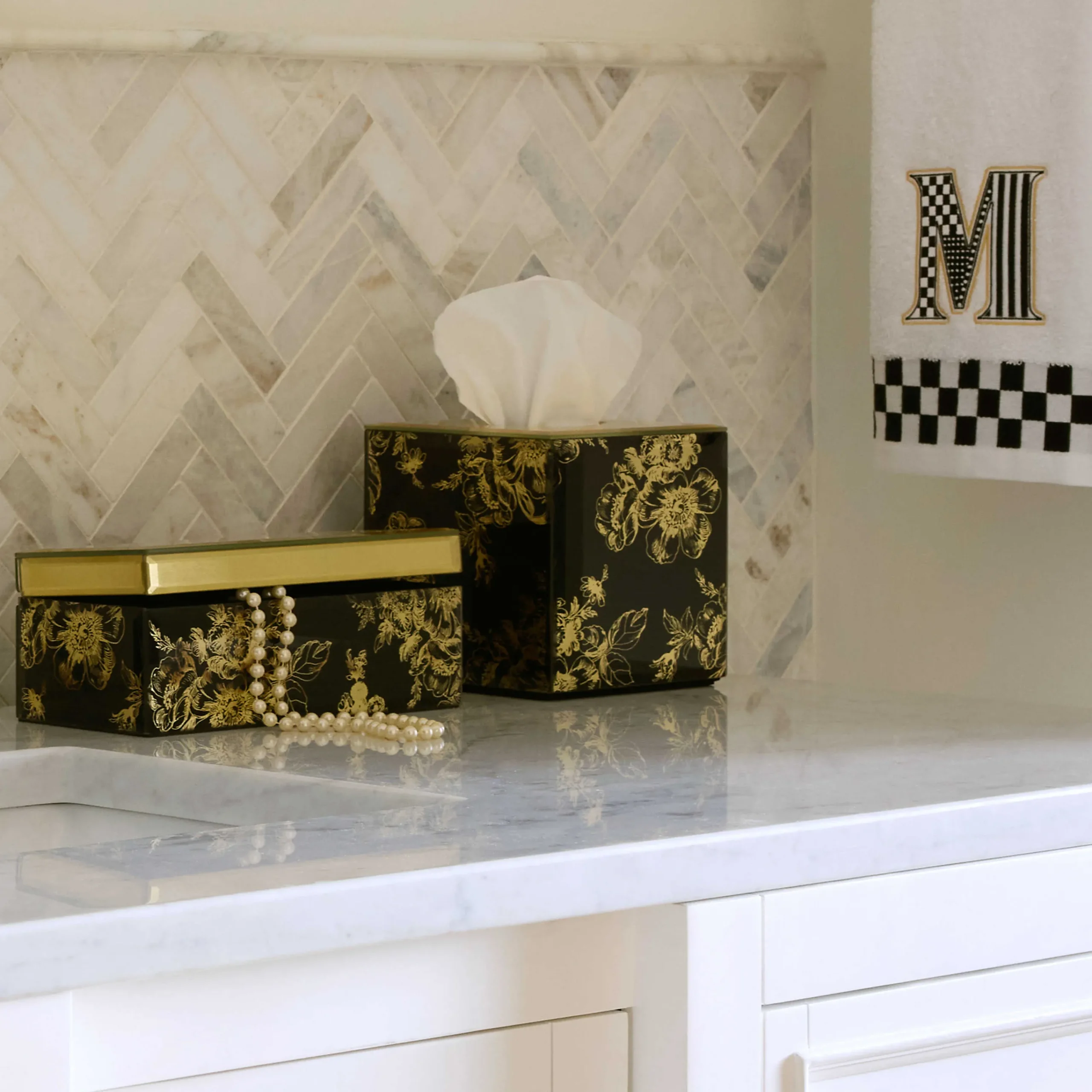 MacKenzie-Childs Bath & Bath Accessories<Twilight Toile Boutique Tissue Box Cover