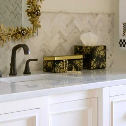 MacKenzie-Childs Room Accents<Twilight Toile Decorative Box with Gold Hinged Lid