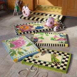MacKenzie-Childs Rugs<Welcome Awning Stripe Double Door Entrance Mat