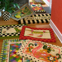 MacKenzie-Childs Rugs<Welcome Awning Stripe Double Door Entrance Mat