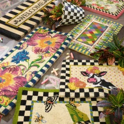 MacKenzie-Childs Rugs<Welcome Awning Stripe Double Door Entrance Mat
