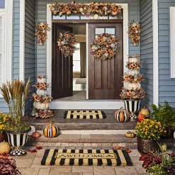 MacKenzie-Childs Rugs<Welcome Awning Stripe Double Door Entrance Mat