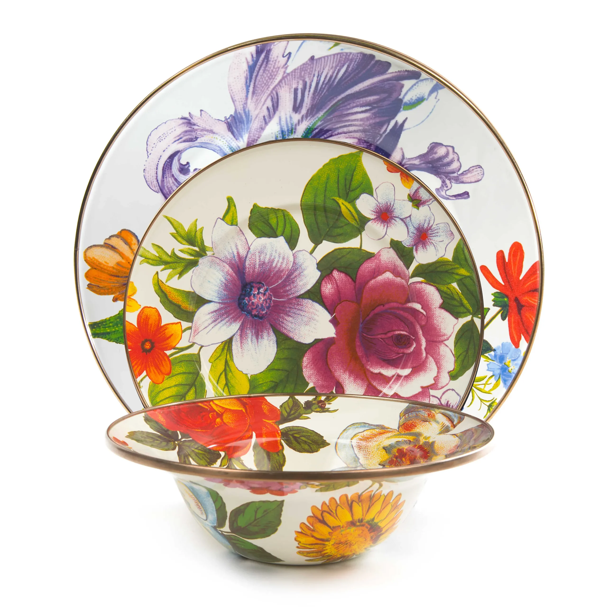 MacKenzie-Childs Kitchen & Dining Sets|Dinnerware & Flatware<White Flower Market 3 Piece Place Setting
