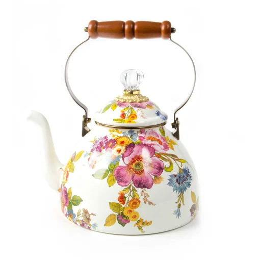 MacKenzie-Childs Tea Kettles<White Flower Market 3 Quart Tea Kettle