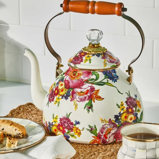 MacKenzie-Childs Tea Kettles<White Flower Market 3 Quart Tea Kettle