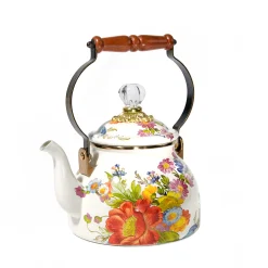 MacKenzie-Childs The Coffee Shop|Tea Kettles<White Flower Market 2 Quart Tea Kettle