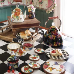 MacKenzie-Childs The Coffee Shop|Tea Kettles<White Flower Market 2 Quart Tea Kettle