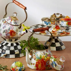MacKenzie-Childs The Coffee Shop|Tea Kettles<White Flower Market 2 Quart Tea Kettle