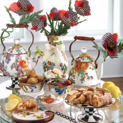MacKenzie-Childs The Coffee Shop|Tea Kettles<White Flower Market 2 Quart Tea Kettle