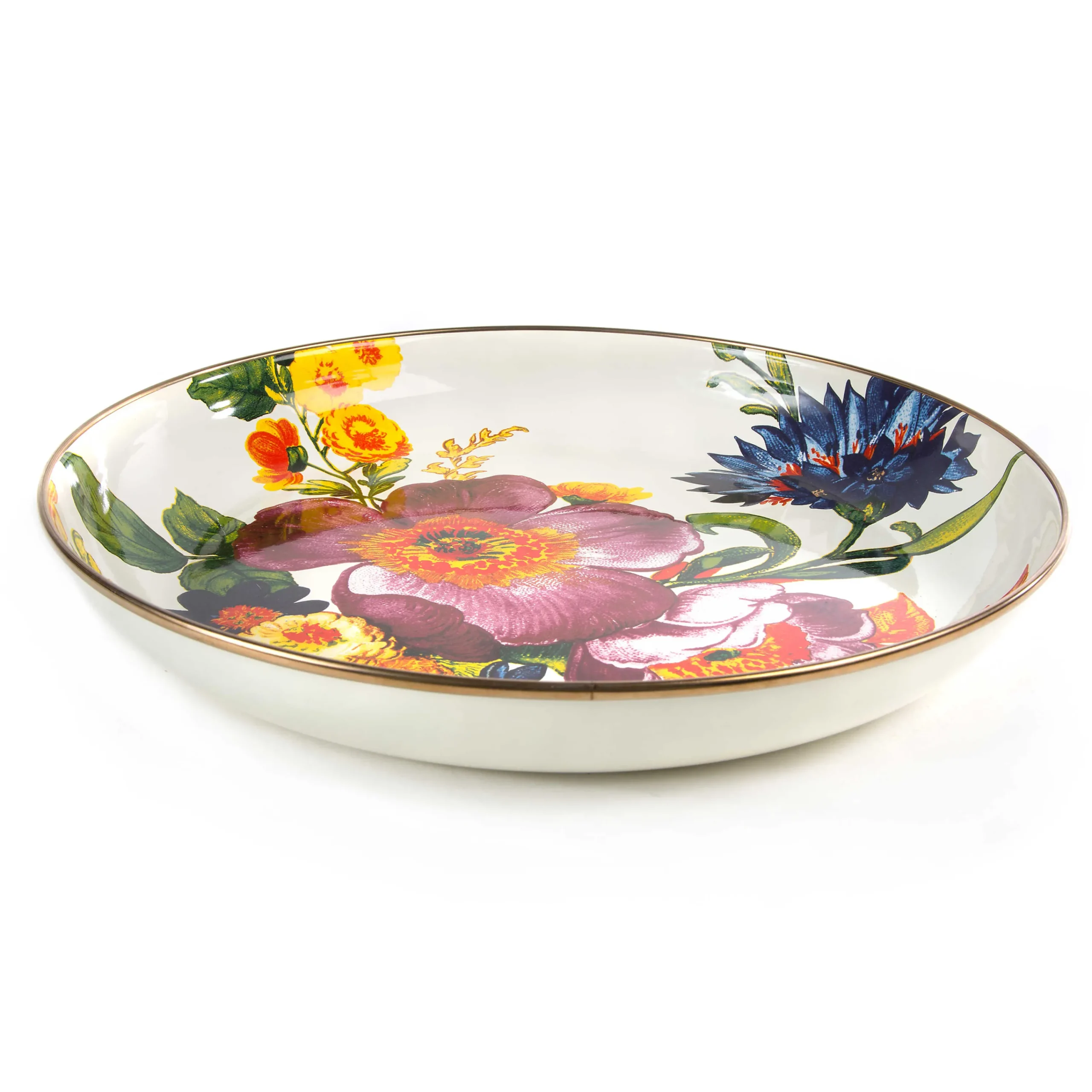 MacKenzie-Childs Serveware<White Flower Market Abundant Bowl