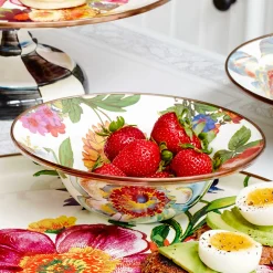 MacKenzie-Childs Dinnerware & Flatware<White Flower Market Breakfast Bowl